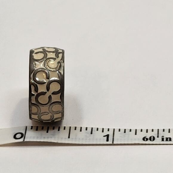 Coach Miranda White Enamel Silver Tone Logo Ring Band Size 7 Designer Jewelry - Picture 8 of 8